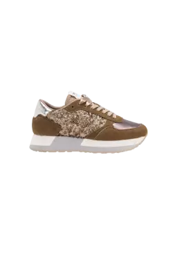 sneakers beige da donna con dettaglio in pailettes | SUN68