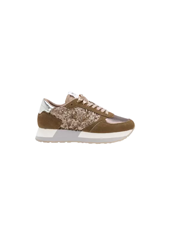 sneakers beige da donna con dettaglio in pailettes | SUN68 sneakers beige da donna con dettaglio in pailettes | SUN68