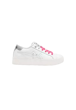 sneakers bianche da donna con lacci fluo e dettagli glitterati | SUN68