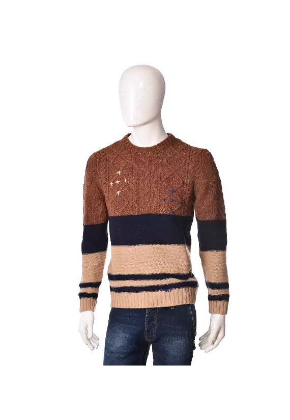 BOB COMPANY Maglione Uomo Ivon A-TI Maglia Ricamata Marrone Blu Ita... BOB COMPANY Maglione Uomo Ivon A-TI Maglia Ricamata Marrone Blu Ita...