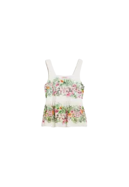 Top neve donna con stampa hibiscus e vita arricciata | TWINSET Top neve donna con stampa hibiscus e vita arricciata | TWINSET