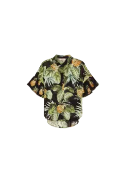 camicia nero donna con stampa ananas | TWINSET camicia nero donna con stampa ananas | TWINSET