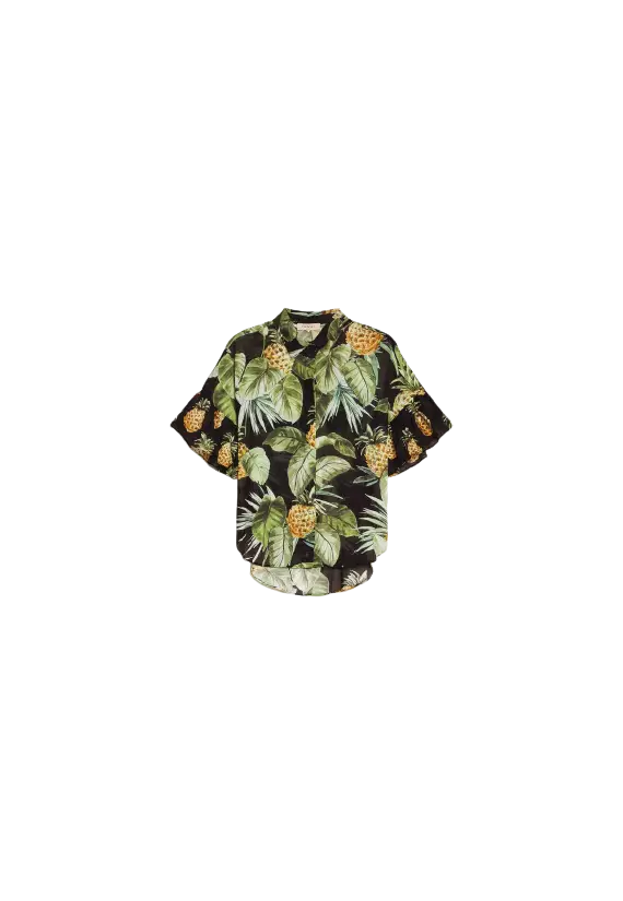 camicia nero donna con stampa ananas | TWINSET camicia nero donna con stampa ananas | TWINSET