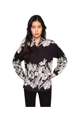 camicia grafico nero donna con stampa floreale | TWINSET camicia grafico nero donna con stampa floreale | TWINSET