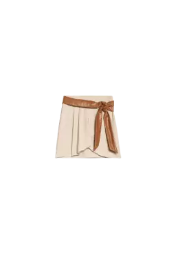 Gonna nougat donna con zip su fianco e pieghe in vita | TWINSET Gonna nougat donna con zip su fianco e pieghe in vita | TWINSET