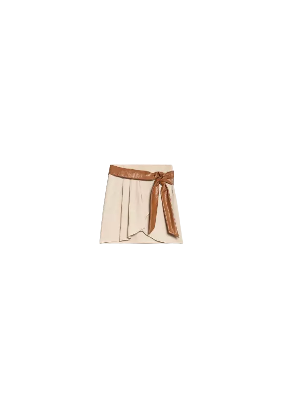 Gonna nougat donna con zip su fianco e pieghe in vita | TWINSET Gonna nougat donna con zip su fianco e pieghe in vita | TWINSET