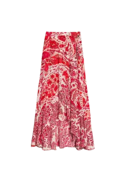 Gonna lunga asimmetrica rosso/bocciolo donna con stampa | TWINSET Gonna lunga asimmetrica rosso/bocciolo donna con stampa | TWINSET