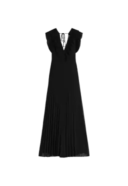 TWINSET Abito Donna A-TI Vestito Lungo Georgette Scollatura Zip Ner... TWINSET Abito Donna A-TI Vestito Lungo Georgette Scollatura Zip Ner...