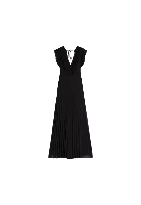 TWINSET Abito Donna A-TI Vestito Lungo Georgette Scollatura Zip Ner... TWINSET Abito Donna A-TI Vestito Lungo Georgette Scollatura Zip Ner...