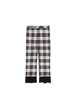 TWINSET Pantaloni Donna A-TI Flare Lana Pizzo Nero Check Quadri Gri...