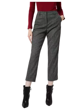 LIU JO Pantaloni Donna A-TI cropped Vita Alta Perline Elastici Grig...