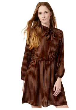 LIU JO Abito Donna A-TI Vestito Corto Fiocco Foulard Raso Cinta Ela...