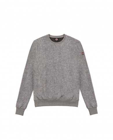 felpa grigia da uomo con effetto melange e logato su manica | COLMAR