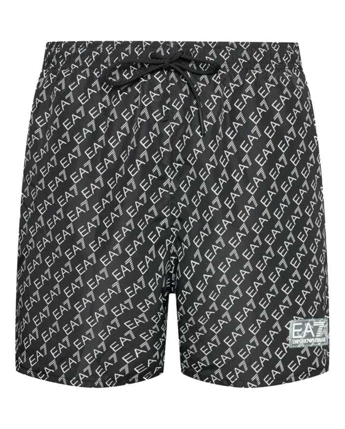 costume mare boxer nero da uomo con motivo logato all-over | EA7 costume mare boxer nero da uomo con motivo logato all-over | EA7