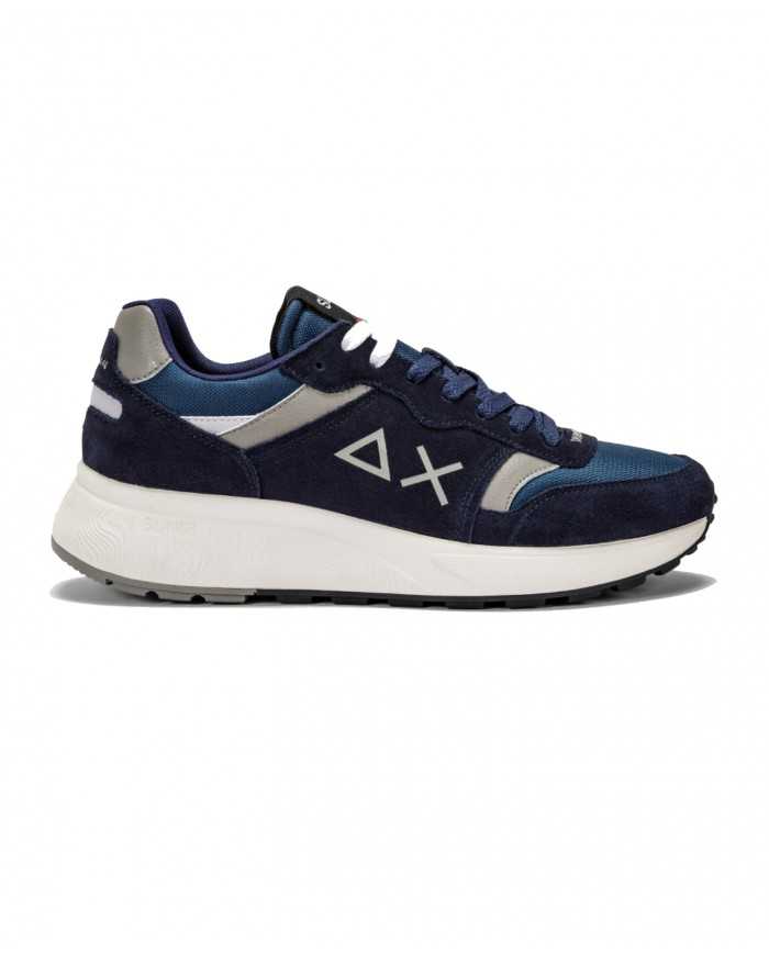 sneakers navy blue da uomo con inserti in tessuto e logo | SUN68