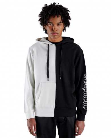 felpa bicolore nero/bianco con scritte stile gotico | RICHMOND