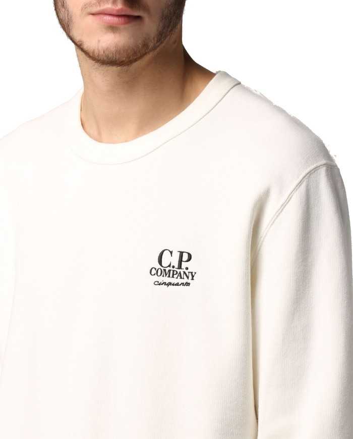 felpa gauze white uomo logato con scritta "cinquanta" | C.P. COMPANY felpa gauze white uomo logato con scritta "cinquanta" | C.P. COMPANY