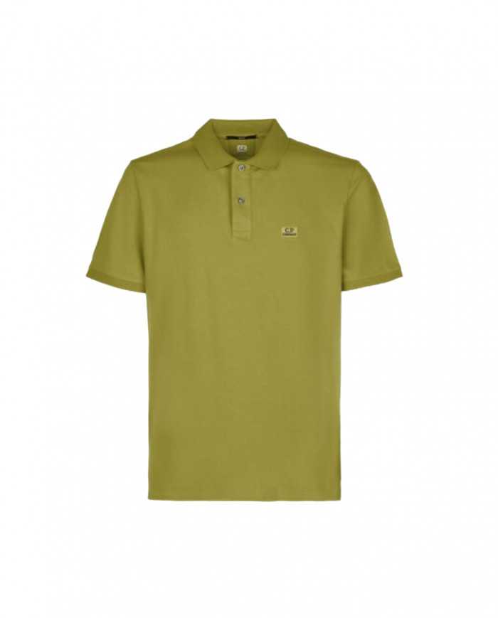 polo green moss da uomo con etichetta logata ricamata | C.P. COMPANY polo green moss da uomo con etichetta logata ricamata | C.P. COMPANY
