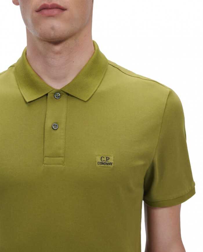 polo green moss da uomo con etichetta logata ricamata | C.P. COMPANY polo green moss da uomo con etichetta logata ricamata | C.P. COMPANY