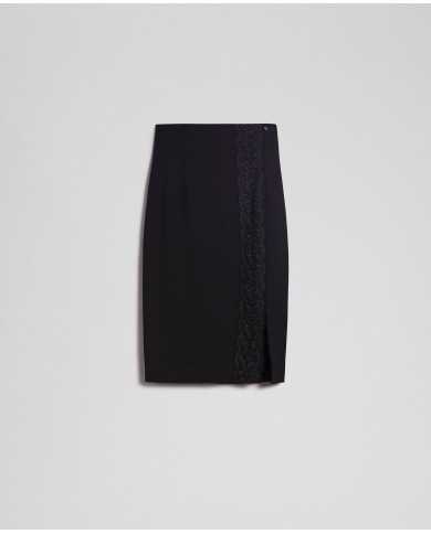 TWINSET Gonna Donna A-TI Vita Alta Lunga Pizzo Nero Spacco Stretch ... TWINSET Gonna Donna A-TI Vita Alta Lunga Pizzo Nero Spacco Stretch ...