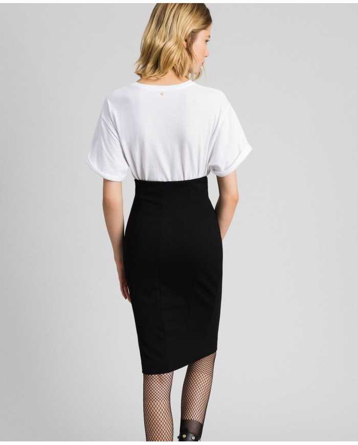 TWINSET Gonna Donna A-TI Vita Alta Lunga Pizzo Nero Spacco Stretch ... TWINSET Gonna Donna A-TI Vita Alta Lunga Pizzo Nero Spacco Stretch ...