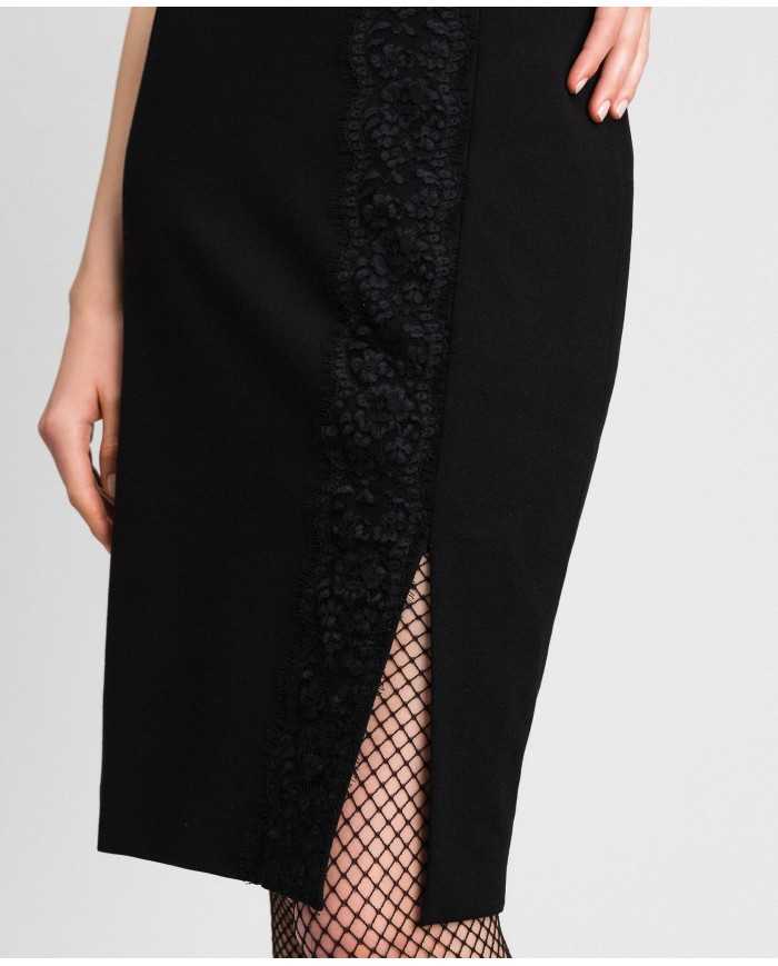 TWINSET Gonna Donna A-TI Vita Alta Lunga Pizzo Nero Spacco Stretch ... TWINSET Gonna Donna A-TI Vita Alta Lunga Pizzo Nero Spacco Stretch ...