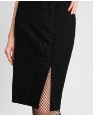 TWINSET Gonna Donna A-TI Vita Alta Lunga Pizzo Nero Spacco Stretch ... TWINSET Gonna Donna A-TI Vita Alta Lunga Pizzo Nero Spacco Stretch ...