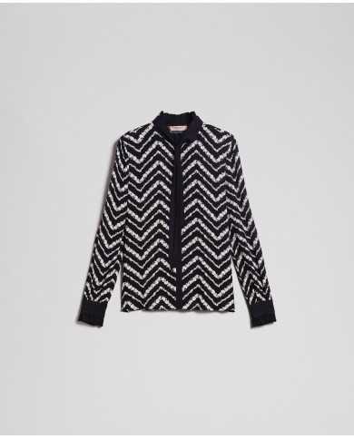 TWINSET Camicia Donna A-TI Crepe Floreale Fusciacca Bottoni Bianca ... TWINSET Camicia Donna A-TI Crepe Floreale Fusciacca Bottoni Bianca ...