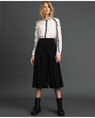 TWINSET Blusa Donna A-TI Maglia Volant Pizzo Georgette Bianca Nera ...