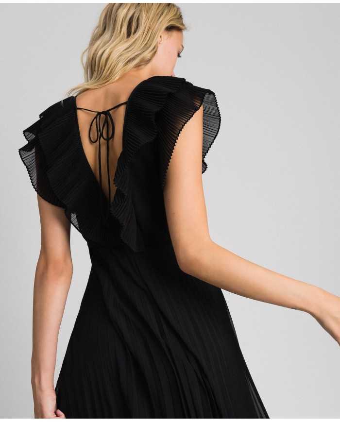 TWINSET Abito Donna A-TI Vestito Lungo Georgette Scollatura Zip Ner... TWINSET Abito Donna A-TI Vestito Lungo Georgette Scollatura Zip Ner...