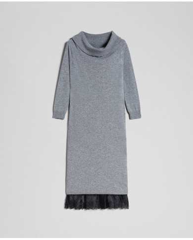 TWINSET Abito Donna A-TI Vestito Corto Cashmere Zip Sottoveste Pizz... TWINSET Abito Donna A-TI Vestito Corto Cashmere Zip Sottoveste Pizz...