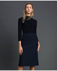 TWINSET Abito Donna A-TI Vestito Gonna Lana Elastico Svasatoo Blu N...