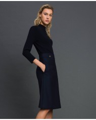 TWINSET Abito Donna A-TI Vestito Gonna Lana Elastico Svasatoo Blu N...