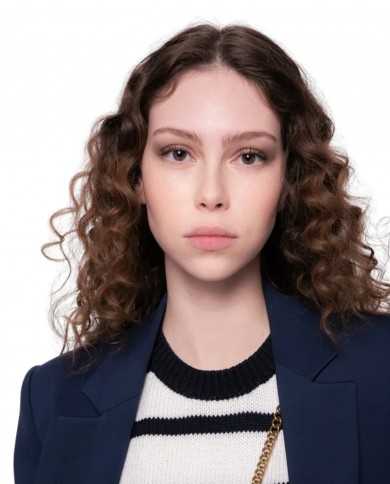 top gilet smanicato blu e bianco da donna con motivo stripes | PINKO