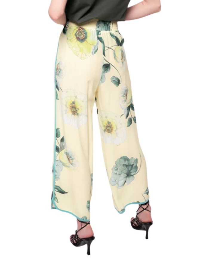 pantaloni a palazzo multicolor da donna con fatansia floreale | PINKO