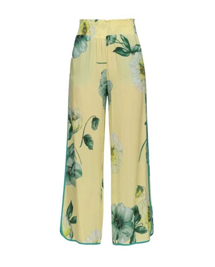 pantaloni a palazzo multicolor da donna con fatansia floreale | PINKO