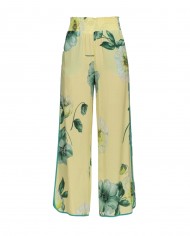 pantaloni a palazzo multicolor da donna con fatansia floreale | PINKO