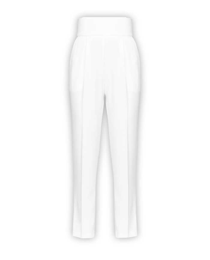 pantaloni a vita alta bianco aglio da donna con pences e piega | PINKO pantaloni a vita alta bianco aglio da donna con pences e piega | PINKO