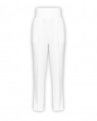 pantaloni a vita alta bianco aglio da donna con pences e piega | PINKO