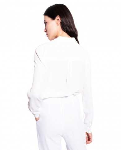 pantaloni a vita alta bianco aglio da donna con pences e piega | PINKO