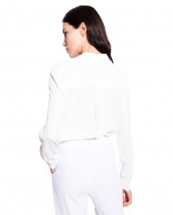 pantaloni a vita alta bianco aglio da donna con pences e piega | PINKO