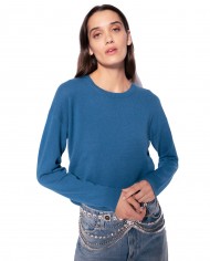 maglione blu da donna con ricamo logato LOVE BIRDS | PINKO