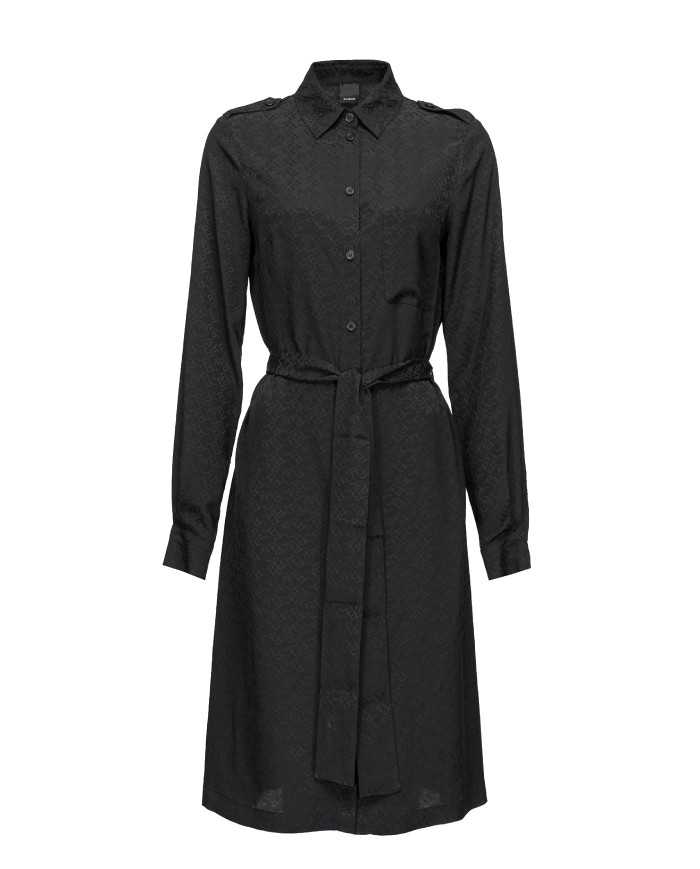 abito chemisier nero limousine donna con pattern Monogram | PINKO abito chemisier nero limousine donna con pattern Monogram | PINKO