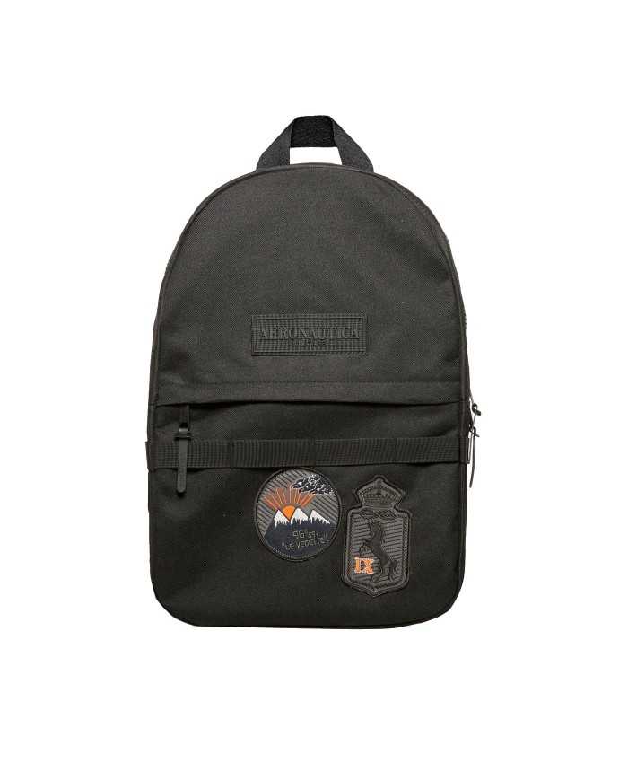 zaino jet black da uomo con logo patch gommati | AERONAUTICA MILITARE zaino jet black da uomo con logo patch gommati | AERONAUTICA MILITARE