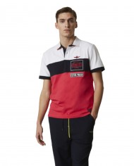 polo white/navy/red uomo con logo e patchwork | AERONAUTICA MILITARE