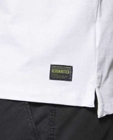 polo navy/lime/white uomo con logo e patchwork | AERONAUTICA MILITARE