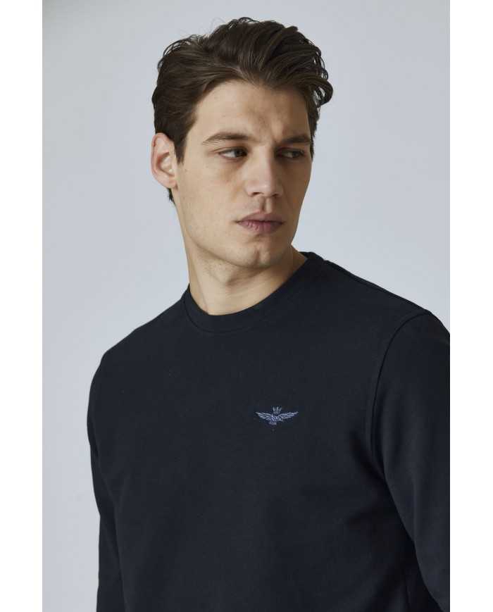 felpa blu scuro da uomo con logo ricamato | AERONAUTICA MILITARE felpa blu scuro da uomo con logo ricamato | AERONAUTICA MILITARE
