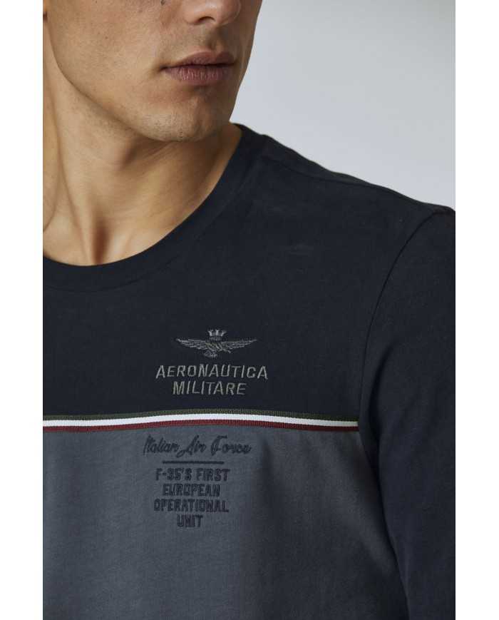 t-shirt blu scuro/grigio medio uomo con loghi | AERONAUTICA MILITARE t-shirt blu scuro/grigio medio uomo con loghi | AERONAUTICA MILITARE