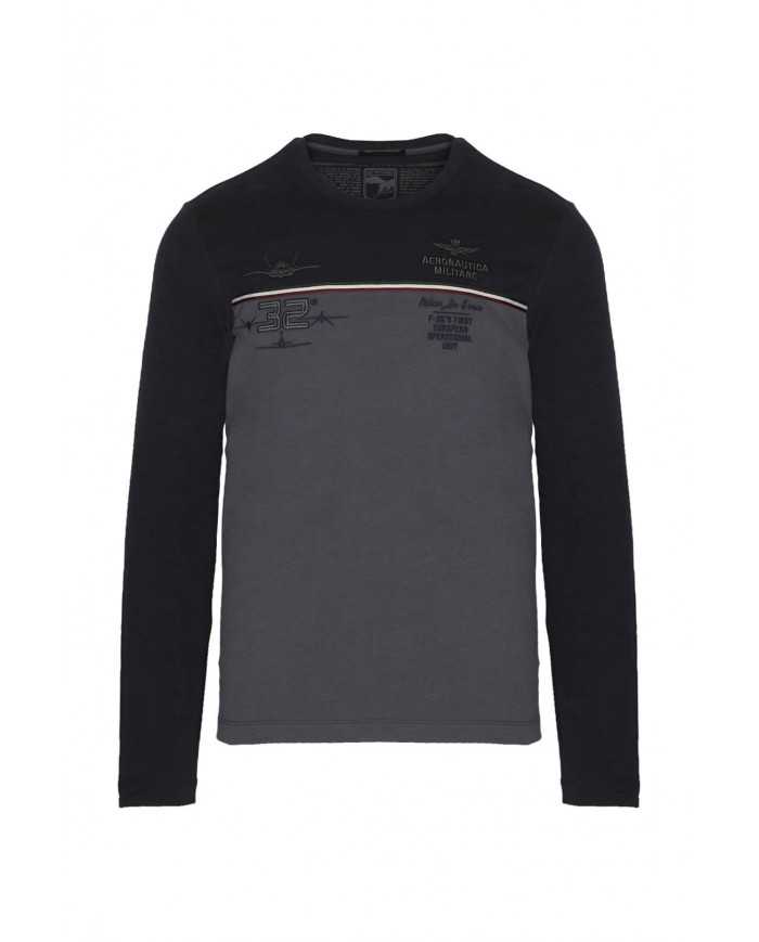 t-shirt blu scuro/grigio medio uomo con loghi | AERONAUTICA MILITARE