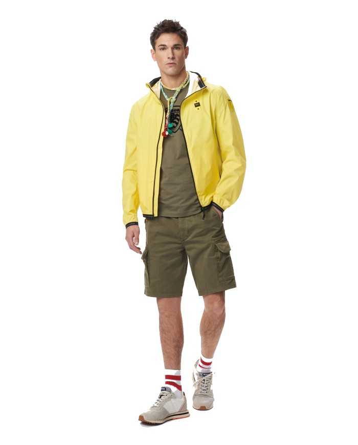 giacca a vento iris giallo da uomo con logo e scudo logata | BLAUER giacca a vento iris giallo da uomo con logo e scudo logata | BLAUER